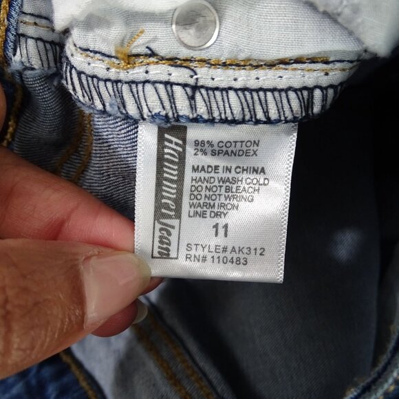 Hammer Ripped Denim Skinny Jeans Distressed Juniors Size 11 Raw Hem - Picture 7 of 11